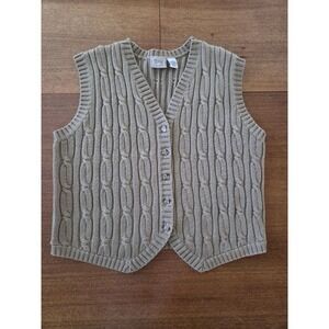 Vtg Speciality Collection Cable Knit Sweater Vest Women's Large Lagenlook Preppy